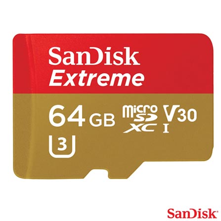 Menor preço em Cartão de Memória Classe 10 Sandisk com 64 GB de Capacidade para Câmeras GoPro - SDSQXAF-064G-GN6AA